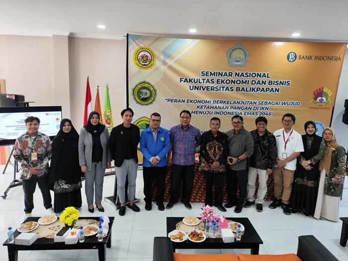 Seminar Nasional Fakultas Ekonomi dan Bisnis Universitas Balikpapan dengan tema "Peran Ekonomi Berkelanjutan Sebagai Wujud Ketahanan Pangan di IKN Menuju Indonesia Emas 2045"